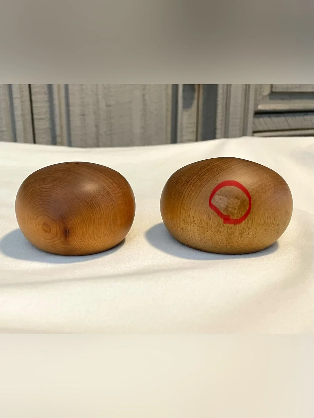 *MCM* Salt & Pepper Set - Ball Type Design - Myrtlewood-Vintage - 2.5